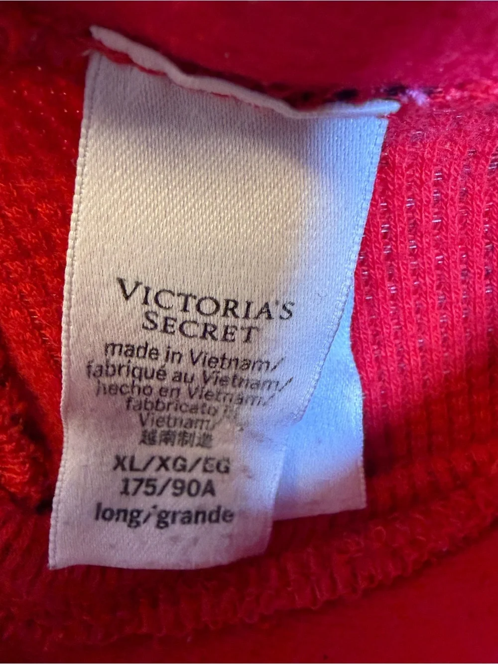 Victoria’s Secret Red Plaid Thermal Pajama Set XL Long Christmas Sleepwear